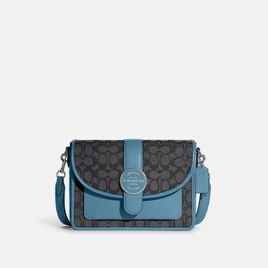 Coach Women's Lonnie Convertible Crossbody Bag Black/Light Blue C8307